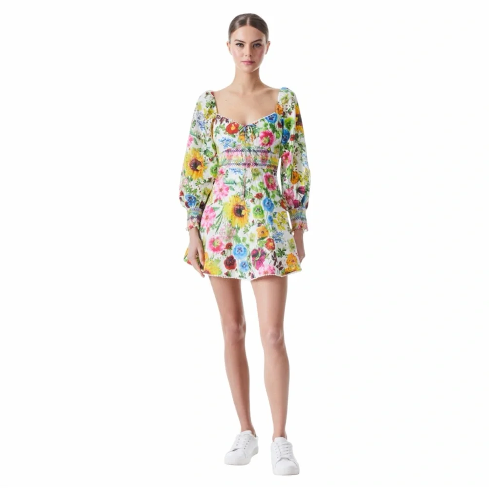 NWT Alice + Olivia Crawford Sweetheart Mini Dress Size 0 Sunday Stroll/Multi
